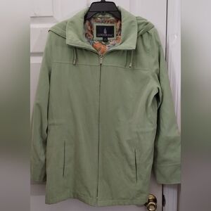 Lime Green London Fog Jacket With A Floral Lining Design